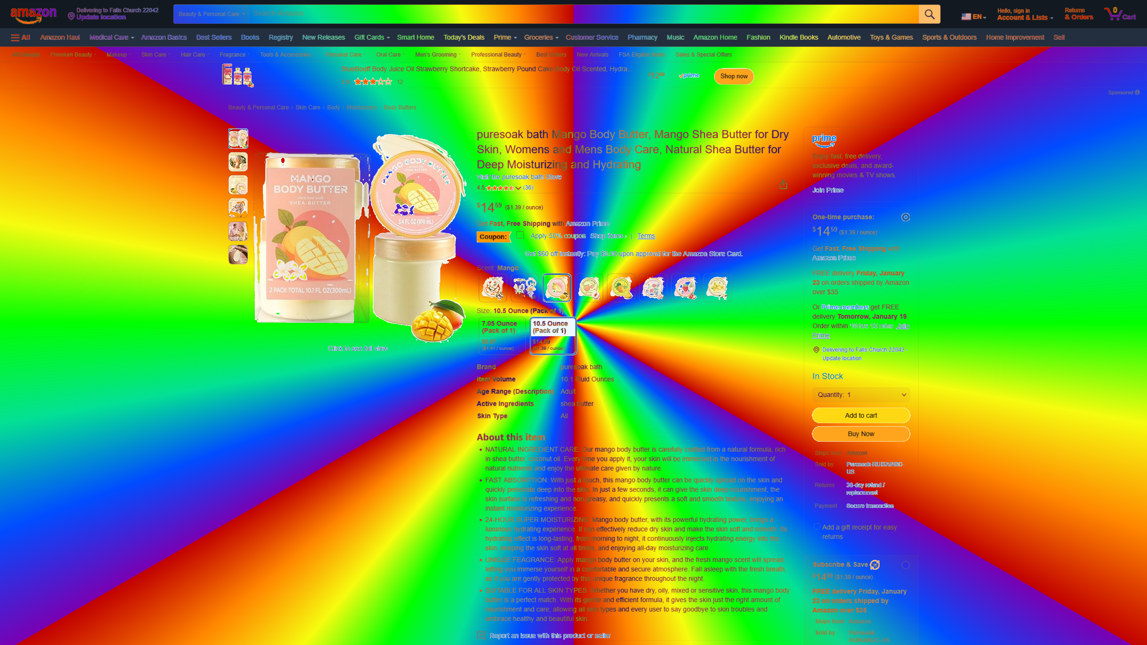 Rainbow Body Buttter, The Mango Body Butter, Assortment Of Flavored Shea Body Butter, Shea Butter